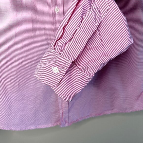 Frank & Eileen Barry Red White Stripe Crinkle Button Up Shirt - Picture 5 of 8